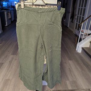 Mavi green tencel high rise wide leg crop pants